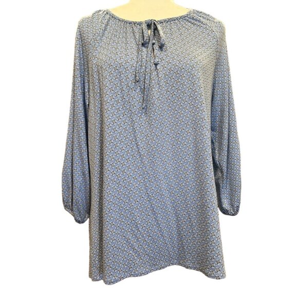 Croft & Barrow Womens Long Sleeve Blouse Medium Blue Floral Patterned - Picture 4 of 9